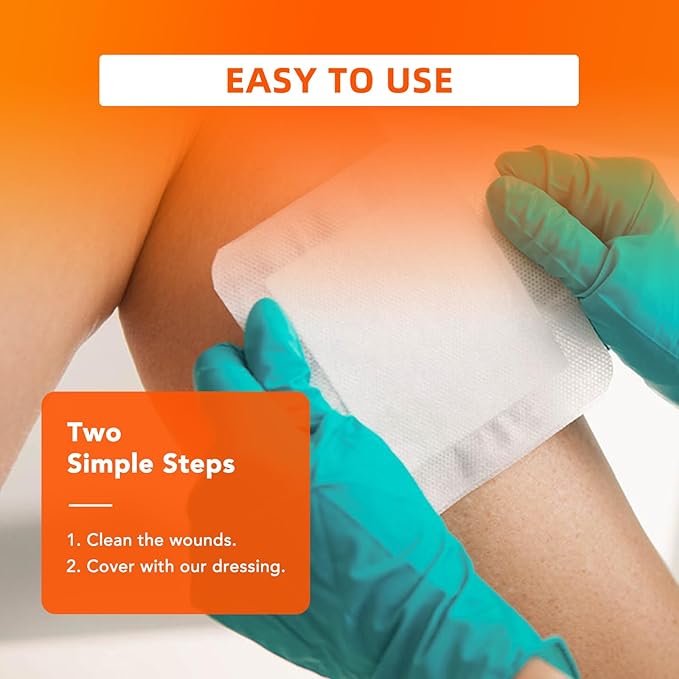 [6''x6''-30count] Carbou Island Dressing Bordered Gauze Sterile Individually Wrapped Gauze Pads,Highly Absorbent Adhesive Dressing Pad,Soft and Breathable Wound Dressing for Wound Care
