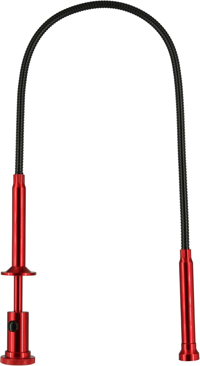 24.4 in Claw Grabber Tool,Bendable Hose Reacher Pickup with LED Light,4 Claw Picking Tool for Garbage Litter Pick Home Sink Drain and Metal Small Items. (Red)