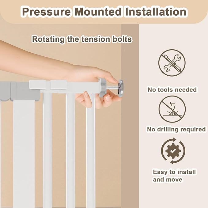 Extra Wide Baby Gate Fits 30-63 Inch Wide Opening, Toddler Pet Gate for Stairs Doorways Hallways Indoor, Walk Thru Large Long Dog Gates Pressure Mounted Black