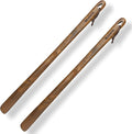 Wooden Shoe Horn Long Handle For Seniors 23.6" Easy Wear Helper Shoehorns Women Kids Baby Elderly Hanging Rings