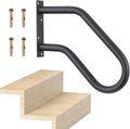 Hand Rails for Indoor Outdoor Steps, Wall Mount Non-Slip U-Shape Stair Railing, Black, 1 Pack (Black, 1 Pack 16")