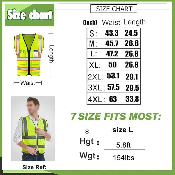 YOWESHOP High Reflective Visibility Safety Vest Custom Your Logo Safety Workwear with Reflective Strips and Pockets