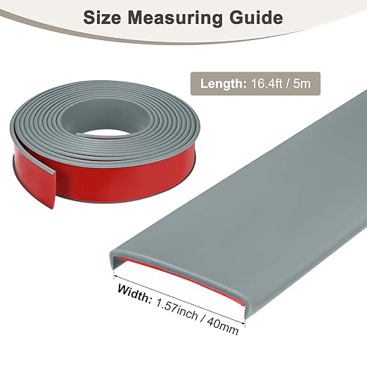 U-Shape Edge Banding, 1.57 Inch x 16.4 FT Self Adhesive Rubber Edge Trim Flexible TPE Corner Protector for Desk/Shelves/Furniture/Countertop/Table/Cabinet/Plywood [Gray]