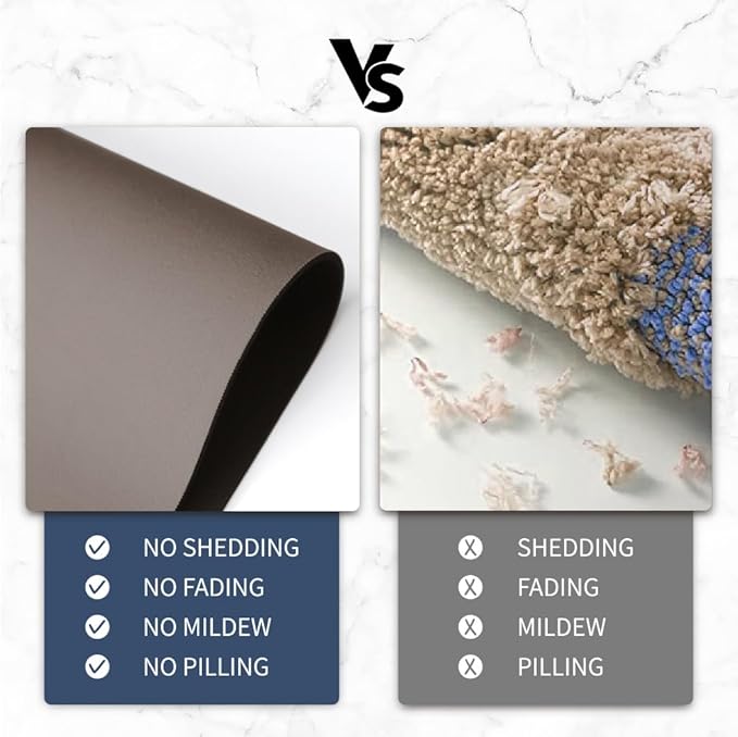 Bath Mat, Bathroom Mat Rugs Super Absorbent Shower Mats Non Slip Quick Dry Thin Rubber Mats for Bathroom Floor Fit Under Door, Shower Rug for Bathtub, Shower, Beige