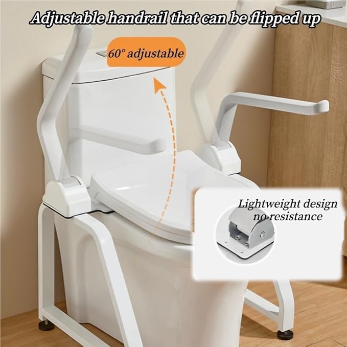 Toilet securety Rails, Toilet Seating and Standing Assist, Foldable Toilet securety Frame, Freestanding Toilet Seat Riser, Toilet Riser with Handles for Elderly