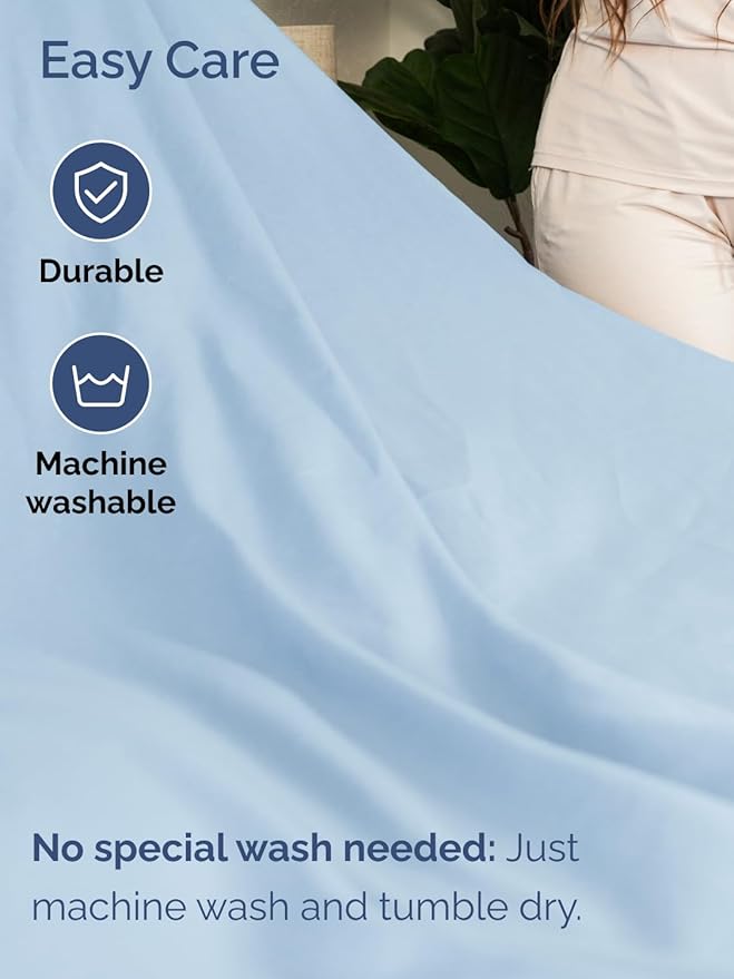 Extra Deep Queen Sheet Set - 6 Piece Breathable & Cooling Sheets - Hotel Luxury Bed Sheets Set - Easy & Secure Fit - Soft, Wrinkle Free & Comfy Sheets Set - Light Blue Sheet Set w/Extra Deep Pockets