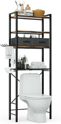 homyfort Over The Toilet Storage Cabinet, 4-Tier Bathroom Shelves Over Toilet, Easy Installation with Drain Basket, X Shape Side Guardrail, Freestanding Toilet Rack for Balcony, Laundry