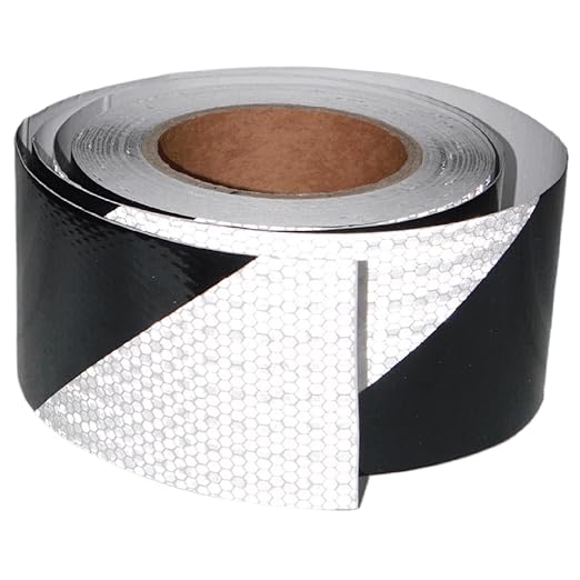 Black White Reflective Tape Outdoor Waterproof 3 inch X 66 feet, High Visibility Hazard Conspicuity Safety Industrial Marking Tape