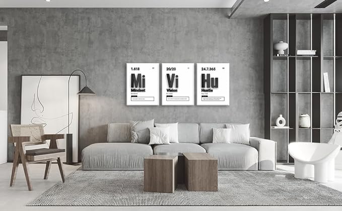 Motivational Canvas Wall Art Framed, Inspirational Quote Success Canvas Wall Decor Inspirational Entrepreneurs Painting Prints Poster for Office Bedroom Decor Ready to Hang (12"x16"x3pcs)