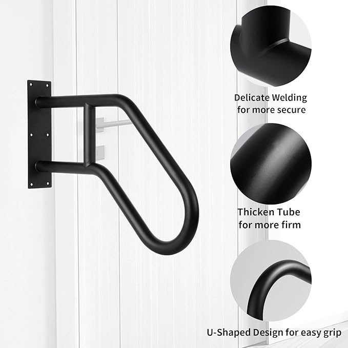 ROTHLEY Hand Rails for Outdoor Steps,Hand Rails for Elderly Porch Railing Deck Hand Rail Wall Mount Stair Hand Grab Bars U-Shape Safety Handle for Garage