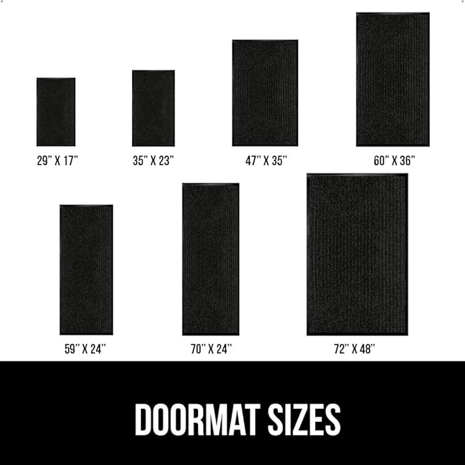 GORILLA GRIP Waterproof Traffic Guard Door Mat, 72x48, Heavy Duty Entryway Mats, Strong Rubber Back Commercial Utility Rugs for Office Hallway, Garage Floor and Home, Low Profile Carpet Runner, Black