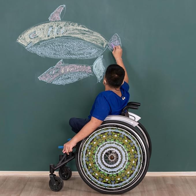 Designer Cover for Wheelchair Wheels, Enhances Aesthetics, Easy Install/Remove, Lightweight, New Matt Finish (Lush Leaves)