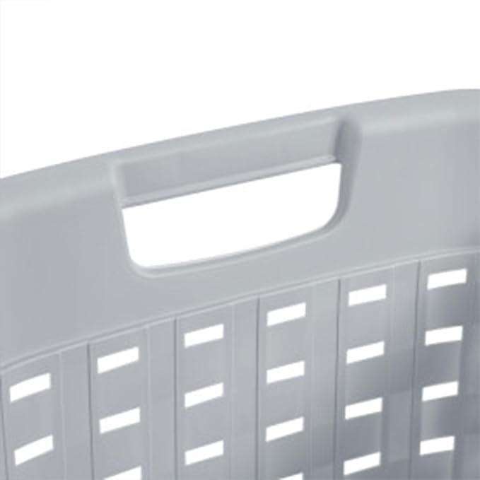 Sterilite 6-Pack Weave Laundry Basket, Rectangle Plastic Clothes Hamper w/ Handles, Gray