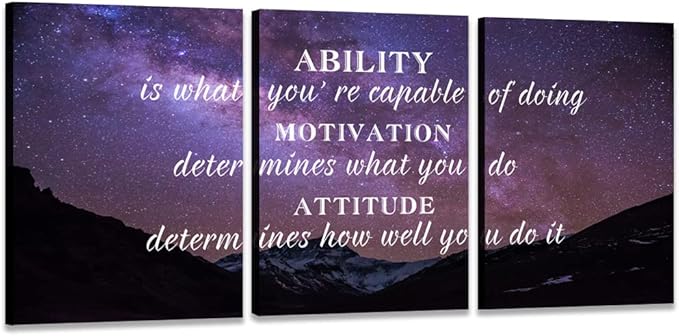 Unbruvo Motivational Wall Art Canvas Inspirational Wall Art Office Decor 3 Pieces Positive Quotes Landscape Painting Pictures Print Artwork Home Decor for Living Room Bedroom(72" Wx36 H)