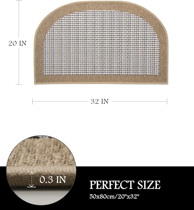PADOOR Kitchen Mats for Floor, Kitchen Rugs Non Slip Washable, Half Circle Kitchen Floor Mat Sink Rug Rubber Backed Super Absorbent, 20”x32” Brown