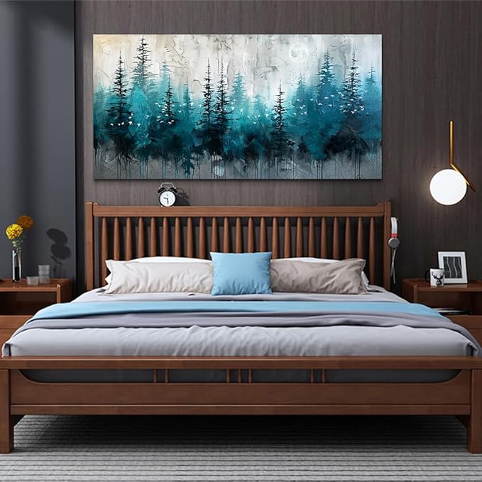 MHARTK66 Framed Canvas Wall Art For Living Room Large Decor For Office Bedroom Wall Decorations Black And White Abstract Wall Painting Forest Tree Textured Pictures Home Decor Hanging Artworks
