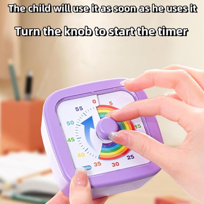 Kids Visual Timer Cute Rainbow - 60 Minute Countdown Timer Time Management for Kids and Adults, Timer for Cooking Classroom Meeting (Blue)