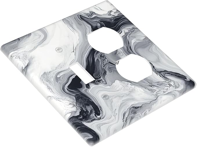 Abstract Marble Ink Texture Grey Marble Print Wallplates 1 Toggle 1 Duplex Switch Plate Electrical GFCI Faceplate Decorative Light Switch Covers for Bathroom Kitchen Decor