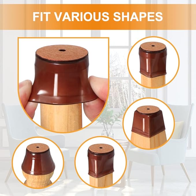 24 Pcs Chair Leg Floor Protectors for Hardwood Floors Silicone Covers to Protect Wood Tile Floors Felt Bottom Furniture Leg Caps Anti-Scratch Reduce Noise (Fit:1.3"-2")