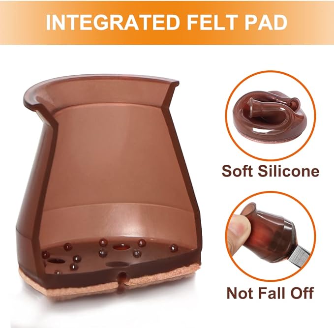 24 Pcs Chair Leg Floor Protectors for Hardwood Floors Silicone Covers to Protect Wood Tile Floors Felt Bottom Furniture Leg Caps Anti-Scratch Reduce Noise (Fit:1.3"-2")