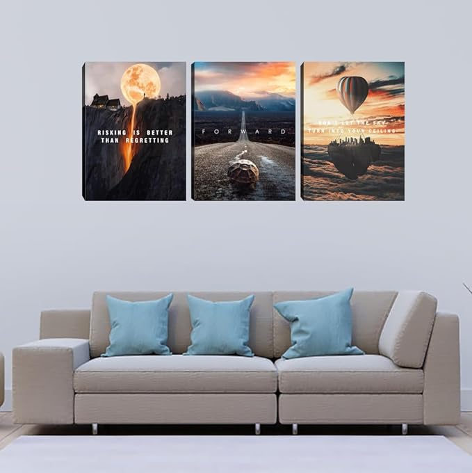 3 Pieces Motivational Canvas Wall Art Office Wall Decor Entrepreneur Quotes Inspiring Framed Poster Inspirational Quotes for Art Decoration Ready to Hang for Office Work Place Bedroom (36''Wx 16''H)