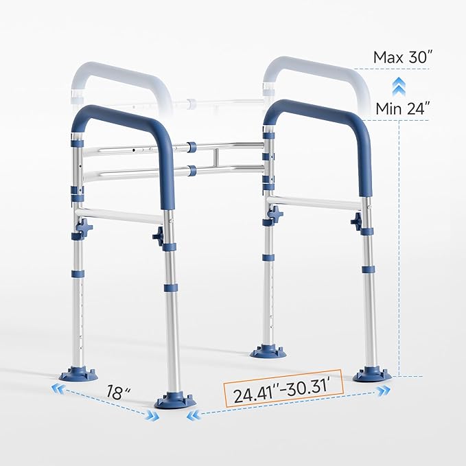 Toilet Safety Rails for Seniors,Height-Adjustable Toilet Frame Width-Adjustable Toilet Handles Toilet Rail Provides Support for Seniors ， Pregnant ，Disabled