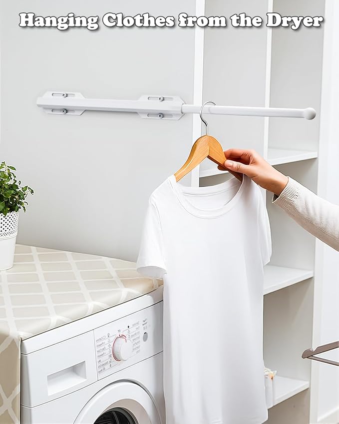 12" Valet Rod for Closet Pull Out, Adjustable extending closet rod, Standard Retractable closet rod organization rack, Valet Clothing Hanger Rods Extender for Wardrobe Laundry Bathroom (Pearl White)