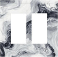 Abstract Marble Ink Texture Grey Marble Print Decorative Outlet Covers 2 Gang Double GFCI Rocker Electrical Wall Panels Light Switch Cover Plate for Bathroom Kitchen Decor
