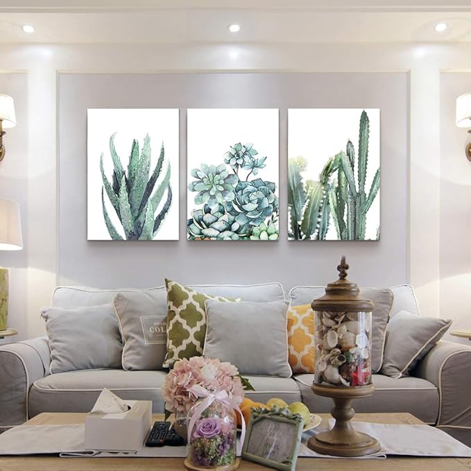 Canvas Wall Art for living room bathroom Wall Decor for bedroom kitchen artwork Canvas Prints green plant flowers painting 16" x 24" 3 Pieces Modern framed office Home decorations family picture