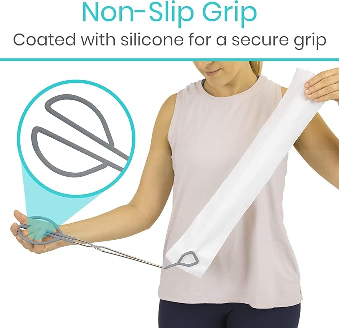 Vive Toilet Aids for Wiping Bottom - Tongs for Toileting, Wiper Reacher Tool, Self Wipe Assist - Handicap Accessories for Daily Living, Limited Mobility - Long Handle