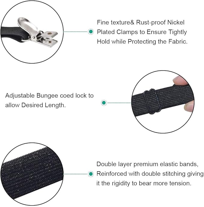 4Pcs Adjustable Crisscross Fitted Sheet Band Straps Grippers Suspenders (4pcs-Black)