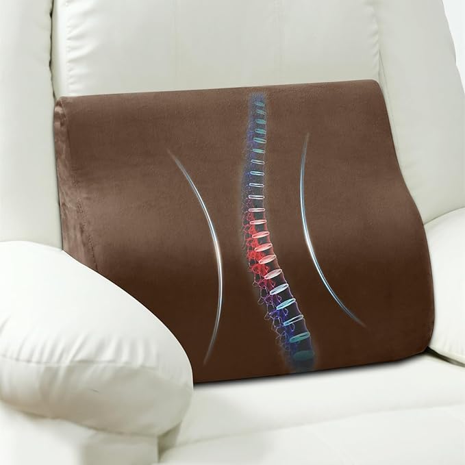 Lumbar Support Pillow for Recliner Chair and Couch, Memory Foam Back Cushion Ergonomic Large Back Support Pillow for Lower Back Pain Relief, with Soft Velvet
