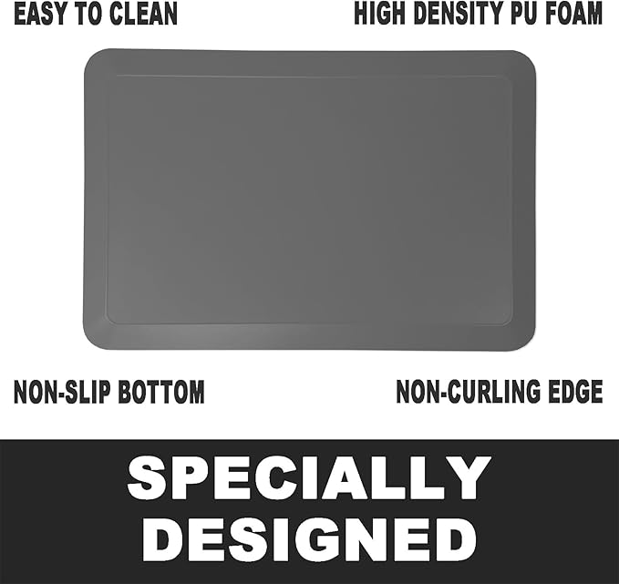 1" Extra Thick Anti Fatigue Floor Mat 30" L x 20" W,Kitchen Mat, Standing Desk Mat,140D Advanced PU Foam Ergonomic Comfort at Home, Office, Garage, Sink (Charcoal)