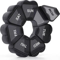 Large Weekly Pill Organizer, Pill Box 7 Day, KAPENS Daily Vitamin Case Large Capacity Compartments, Pill Containers for Fish Oil Medicine Supplements, Black