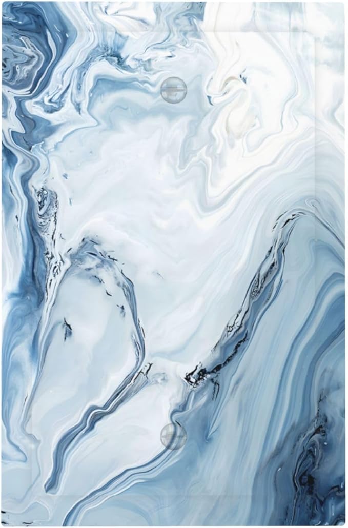 Light Blue Marble Texture Abstract Print Light Switch Cover Plate 1 Gang No Device Blank Electrical Wall Plates Faceplate Decorative Switch Plate Covers for Bathroom Kitchen Home Decor
