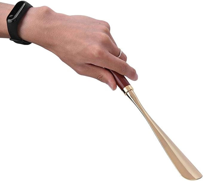Shoe Horn Long Handled Metal Lion Head Shoe Horn Wooden Long Handle Shoe Lifter Shoe Spoon Tool for Men Ladies(Brown, 58cm)