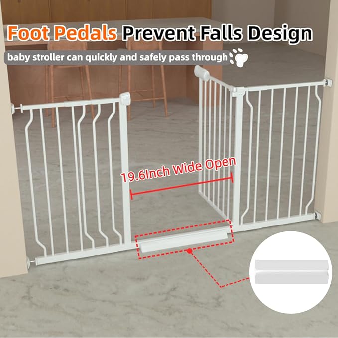 TSAYAWA Baby Gate Extra Wide Fits 71.65-85.82 inch Wide Opening - Dog Pet Gates for Doorways Stairs No Drilling Pressure Mounted - Large Child Safety Gate Indoor Outdoor White