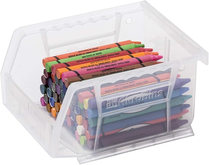 Akro-Mils 30210 AkroBins Plastic Storage Bins, Space-Saving Stackable Bins for Garage, Pantry, Craft Organization, 5-Inch x 4-Inch x 3-Inch, Clear, 24-Pack