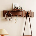 Wall Mounted Piano Key Hanger | Flip Style Hook | Entrance Wall Art Hook, Made of Oak Wood (3 Times Painted, 4 Times Polished) (Fence Walnut, 8Hooks)