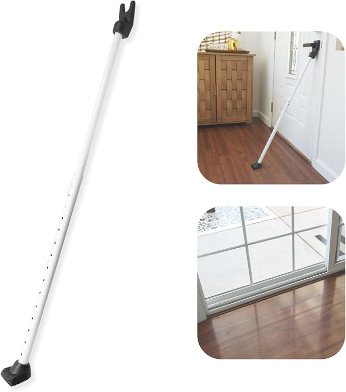 Door Security Bar & Portable Door Lock with Alarm (White) – High-Grade Iron Door Jammer & 130dB Alarm for Home, Apartment, Hotel & Travel Safety – (Black)