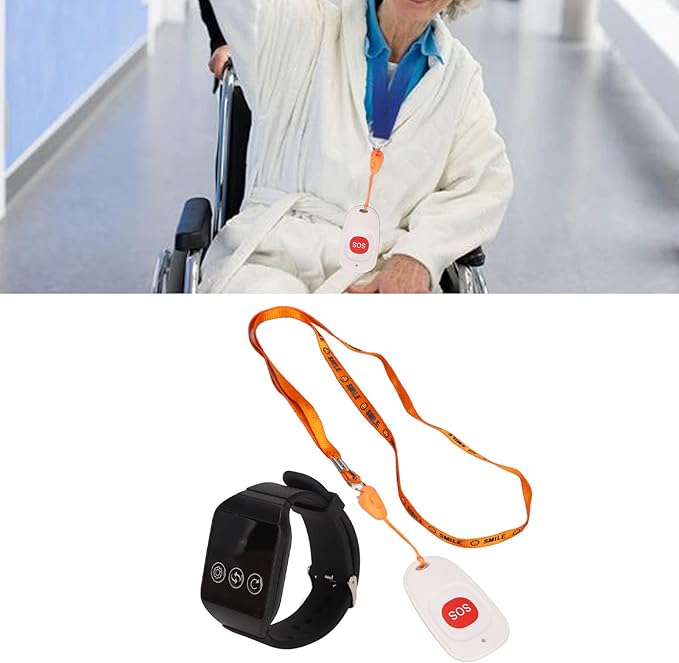 Portable Caregiver Pager System, Wireless SOS Alert Buttons with 100m Range & Multiple Alarm Modes for Elderly Patient Home Care