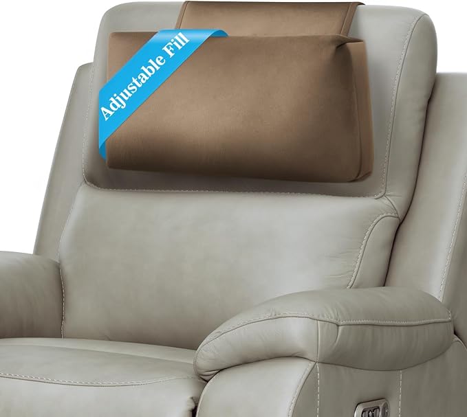 Recliner Headrest Pillow, Adjustable Comfort Neck & Head Support Pillow, Soft Velvet Non-Slip Headrest for Pain Relief & Relaxation, Ideal for Recliner, Couch, Chair, Sofa