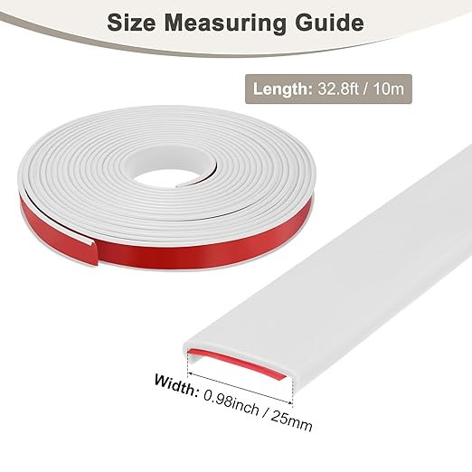 U-Shape Edge Banding, 0.98 Inch x 32.8 FT Self Adhesive Rubber Edge Trim Flexible TPE Corner Protector for Desk/Shelves/Furniture/Countertop/Table/Cabinet/Plywood [White]