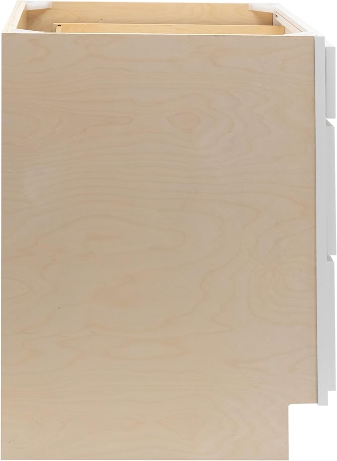 Quicklock RTA (Ready-to-Assemble) | Base Kitchen Cabinets - Shaker Style | Made in America (Pure White, 36" Wx34.5 Hx24 D 3 Drawer)