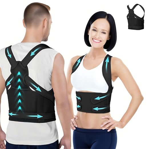 Posture Corrector for Women and Men,4 In 1 Adjustable Full Back Brace,Posture Braces Can Relieve Upper and Lower Back Pain, Shoulder Braces for Hunchback,Scoliosis, Lumbar Spine, Spine(Coal Black)