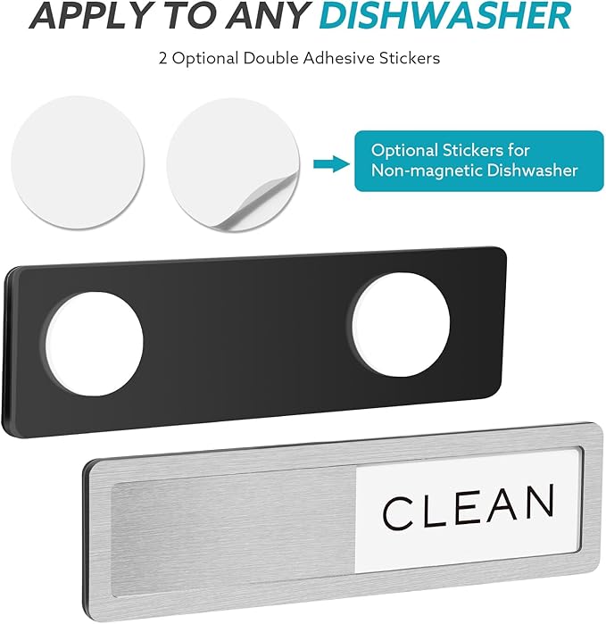 Dishwasher Magnet Clean Dirty Sign, Strong Magnet Non-Scratch Clean Dirty Magnet for Dishwasher, Easy to Read & Slide