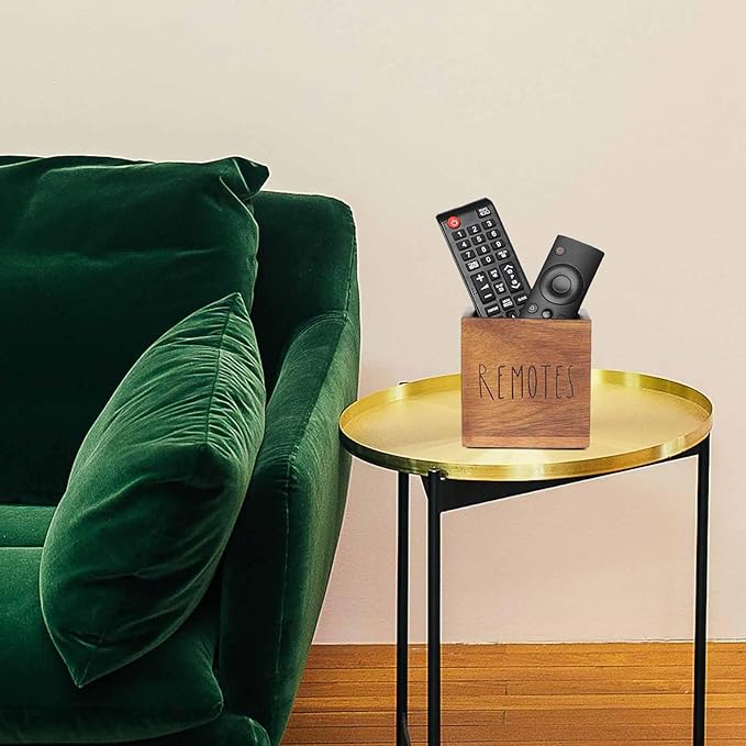 Acacia Wood Remote Control Holder, TV Remote Holder, Remote Organizer for Table,Home,Living room, bedroom for Wooden Remote Box (Brown, S,for 2 or 3 Remote Controls)