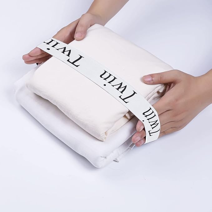 4PCS Bed Sheet Organizer Bands, Storage Labels and Sheet Keepers for Linen Closet - Elastic Bedding Straps for Foldable Bed Sheet, Pillow Case, Duvet (Twin)