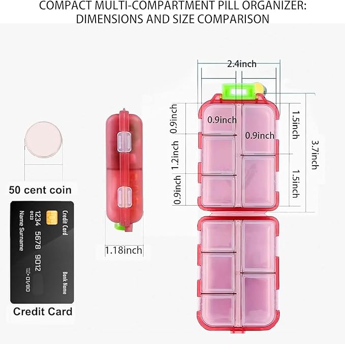 Pill Organizer With Medicine Labels - 7 Day Travel Daily Container, Mini Medication Storage Case, White With 161 Labels