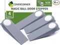 Door Stoppers for Bottom of Door, Rubber Door Stopper Wedges, Door Holders for All Types of Surfaces, 4 Pack Magic Ball Door Stops, 3.9 inch, Grey and White